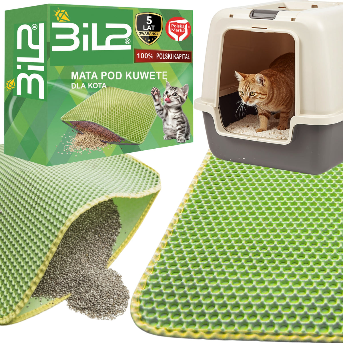 Mat Cuvette Pad Cat Wiper For Litter BiL2 Green 75x55
