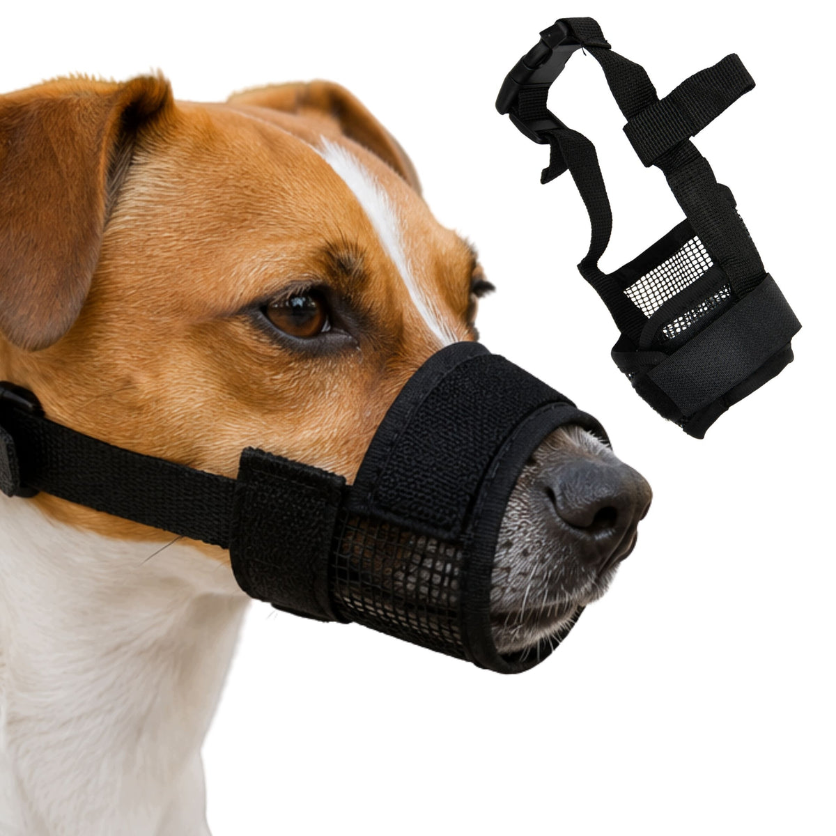 Material muzzle for dog adjustable breathable with mesh M 13-18cm