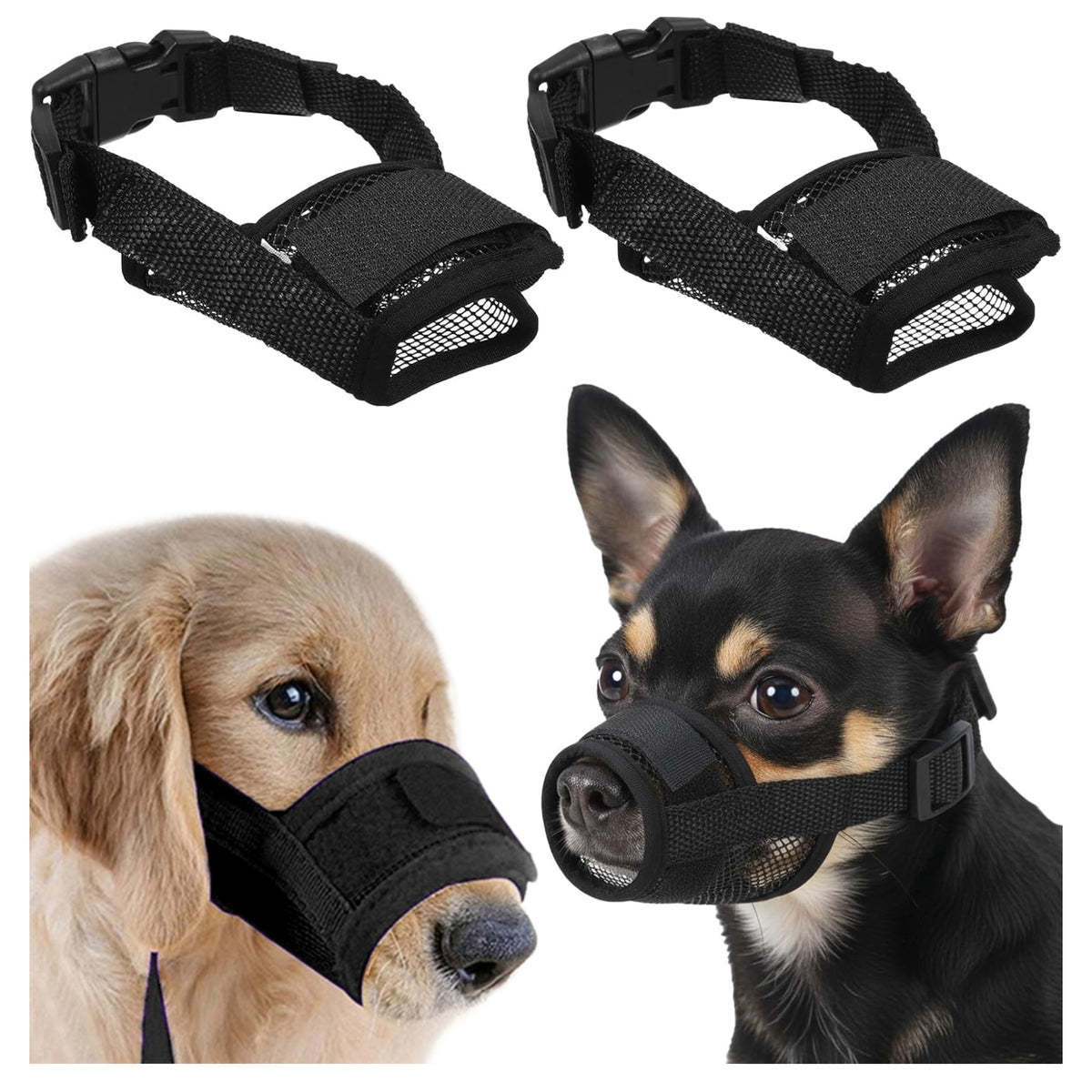 Material muzzle for small dog with physiological mesh safe 2pcs