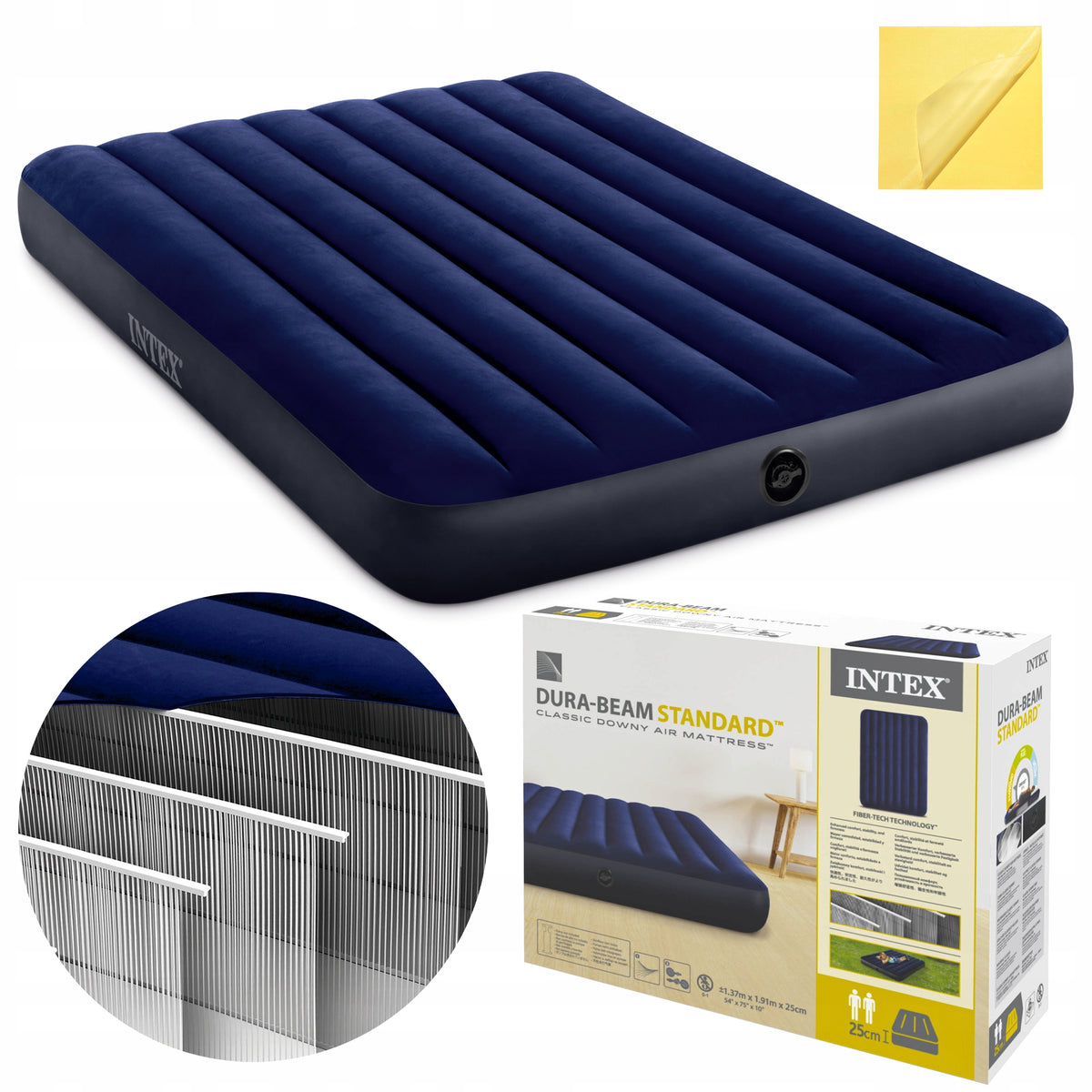 Mattress Inflatable Double Velour Sleeping Bed Pumped INTEX 57555