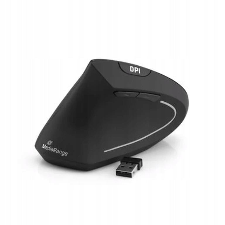 MediaRange Vertical Left Handed Wireless Mouse 1600 dpi USB black LARGE