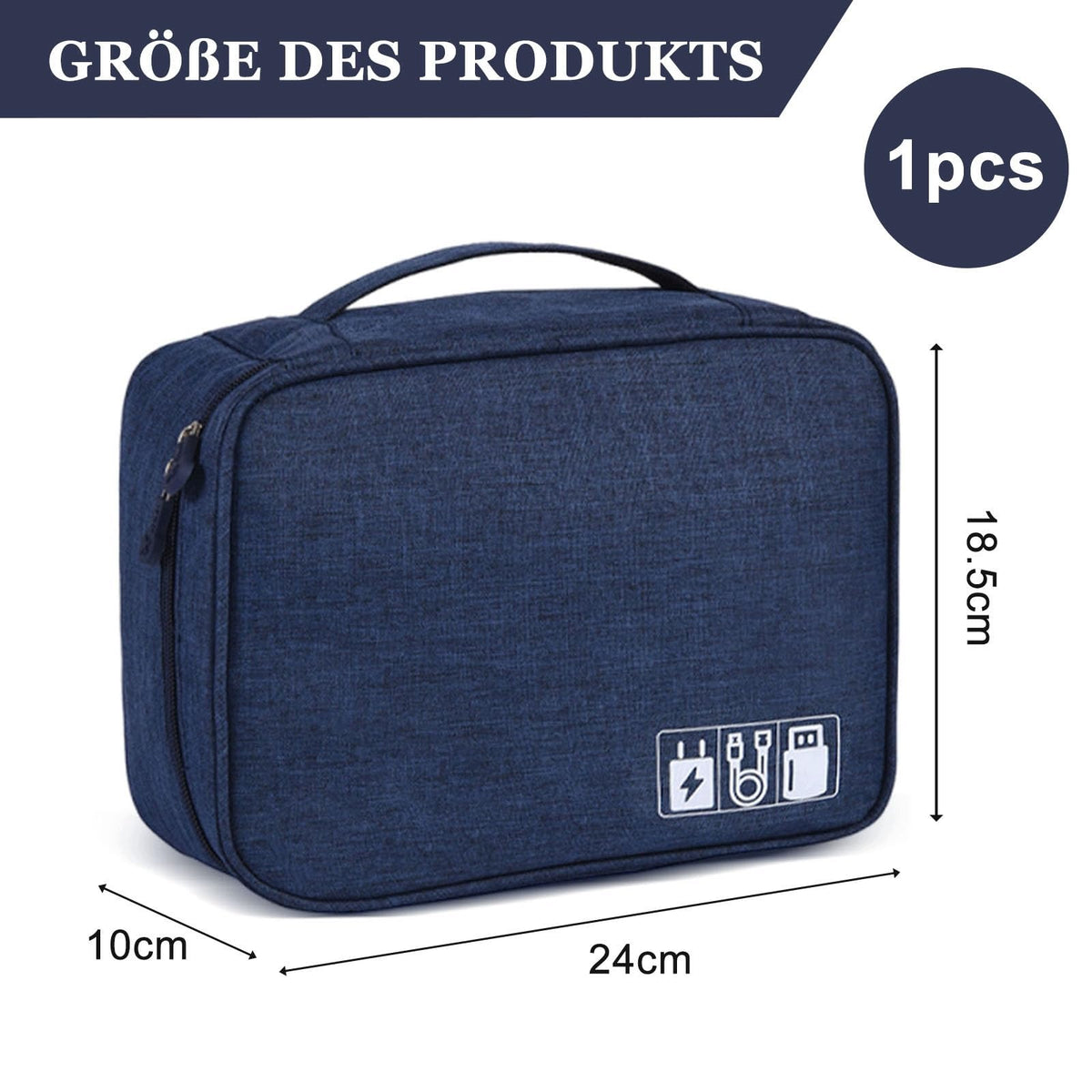 Megcdtr Marineblau Cable Organizer Large Electronics Container Packaging status original
