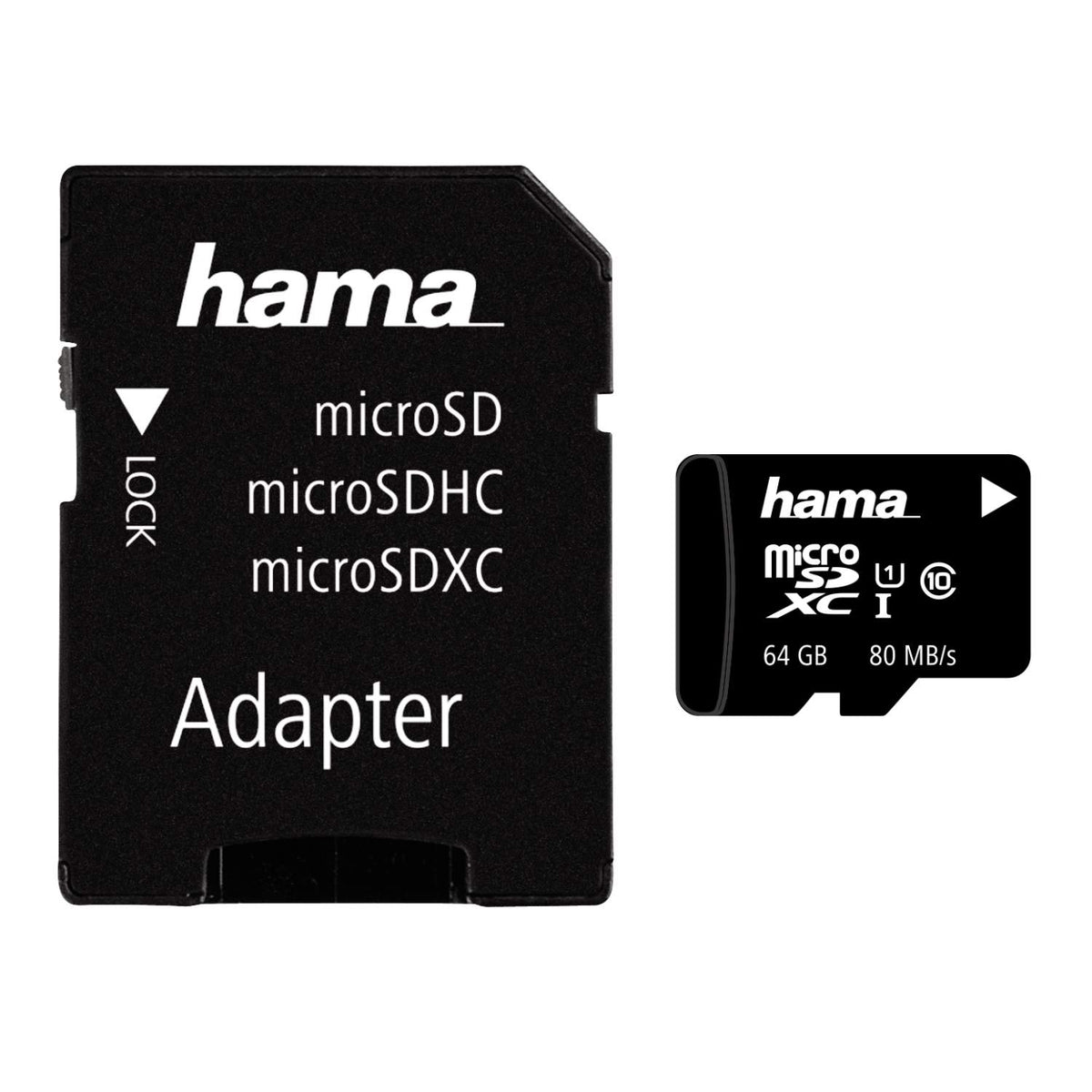 Memory card Hama microSDXC 64GB + SD adapter 80MB/s Class C10