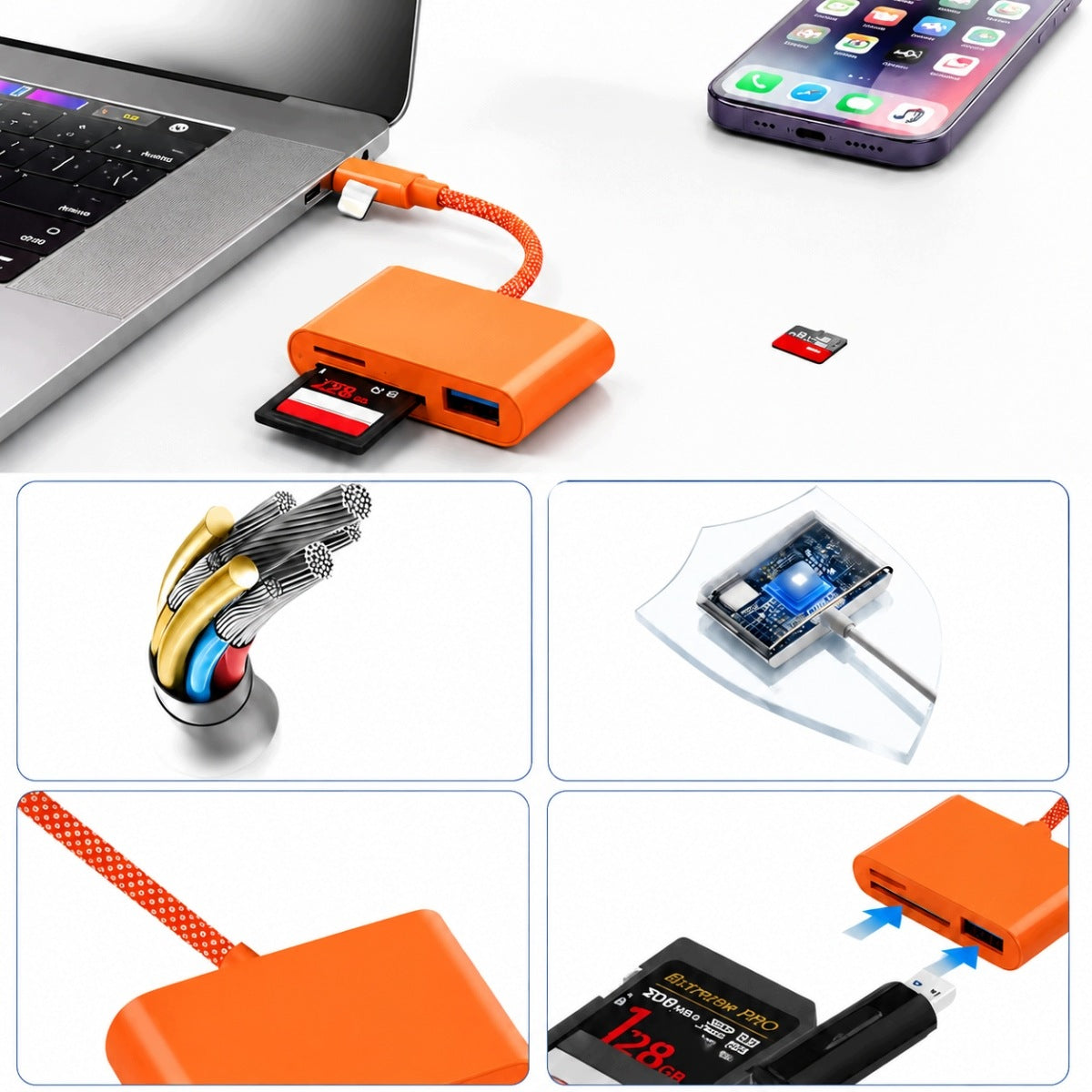 Memory card reader adapter for 1TB SD microSD TF to MacBook/iPad/Android Manufacturer no brand