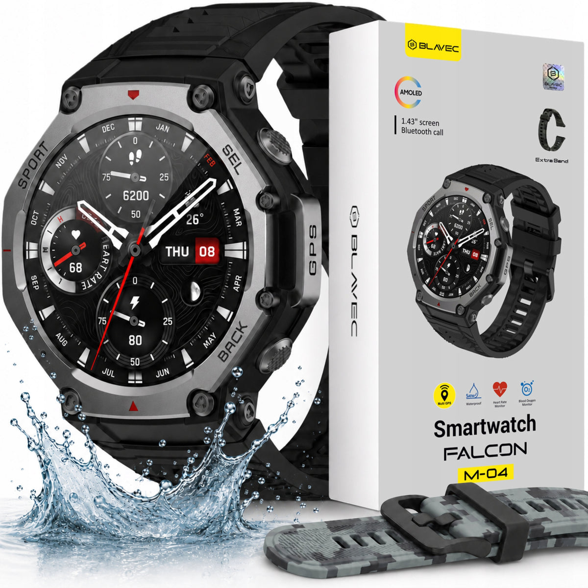 Men's Smartwatch Waterproof GPS Conversation Menu PL Amoled Sport