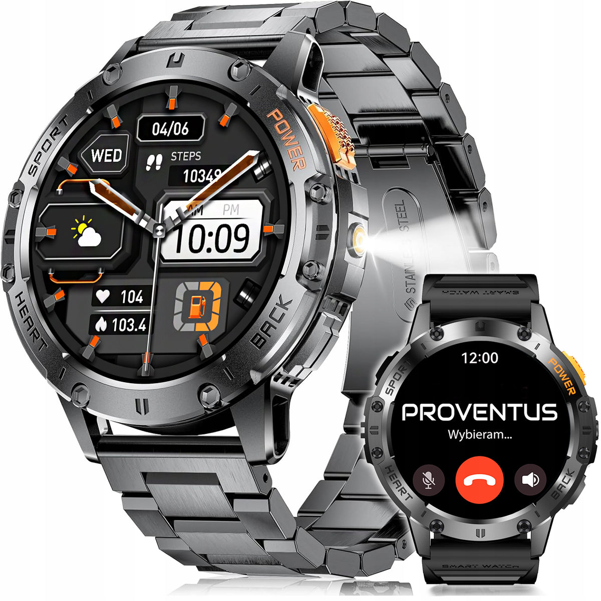 Men's Watch Smartwatch AMOLED IP68 530mAh Measurements Talk SMS Flashlight PL