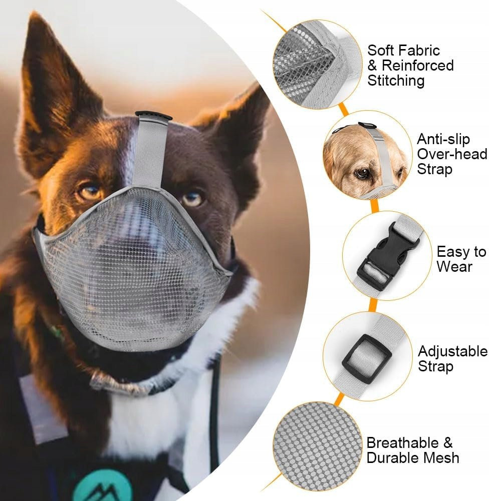 Mesh muzzle for dog material breathable adjustable grey size XS Manufacturer code 5908202887717