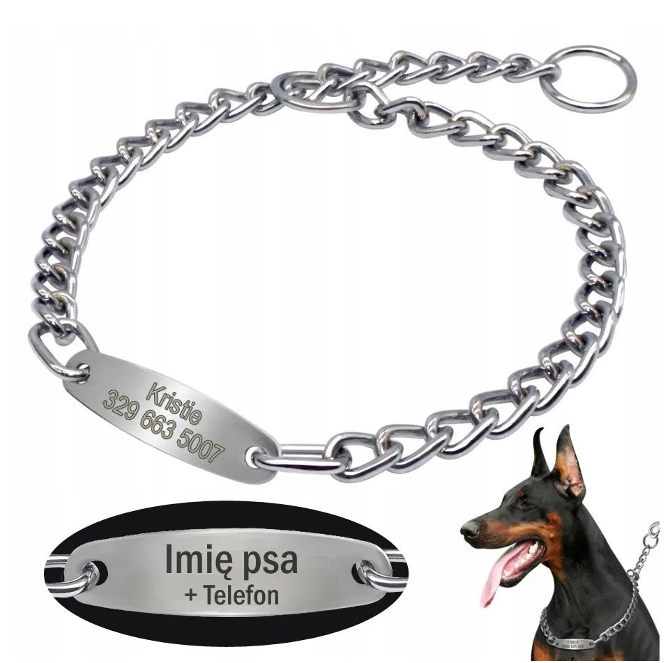 Metal Collar + Engraving Name Phone Number Chain 4 Sizes S