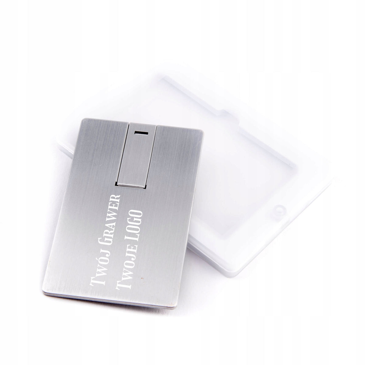 Metal Pendrive Card 2GB Silver + Box + Engraving Your LOGO