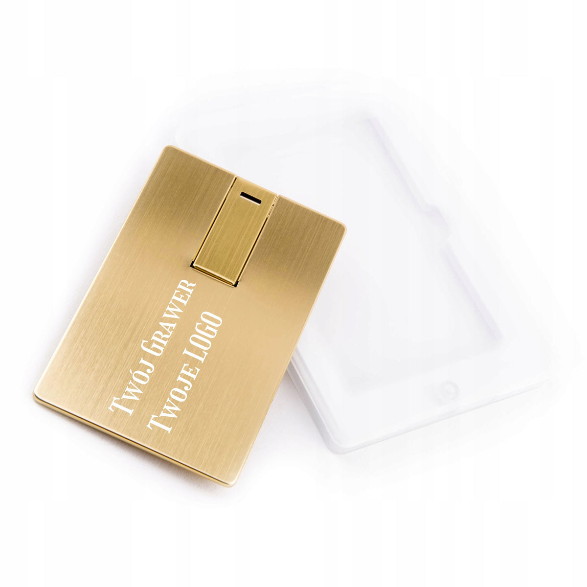 Metal Pendrive Card 8 GB Gold + Box + Engraving Your LOGO