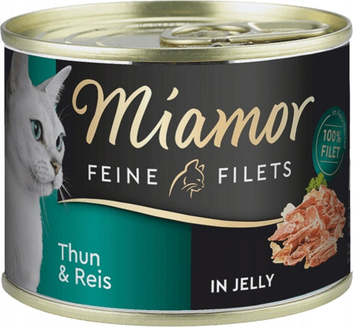 Miamor Feine Filets in jelly TUNA and RICE cat tin LARGE 185g