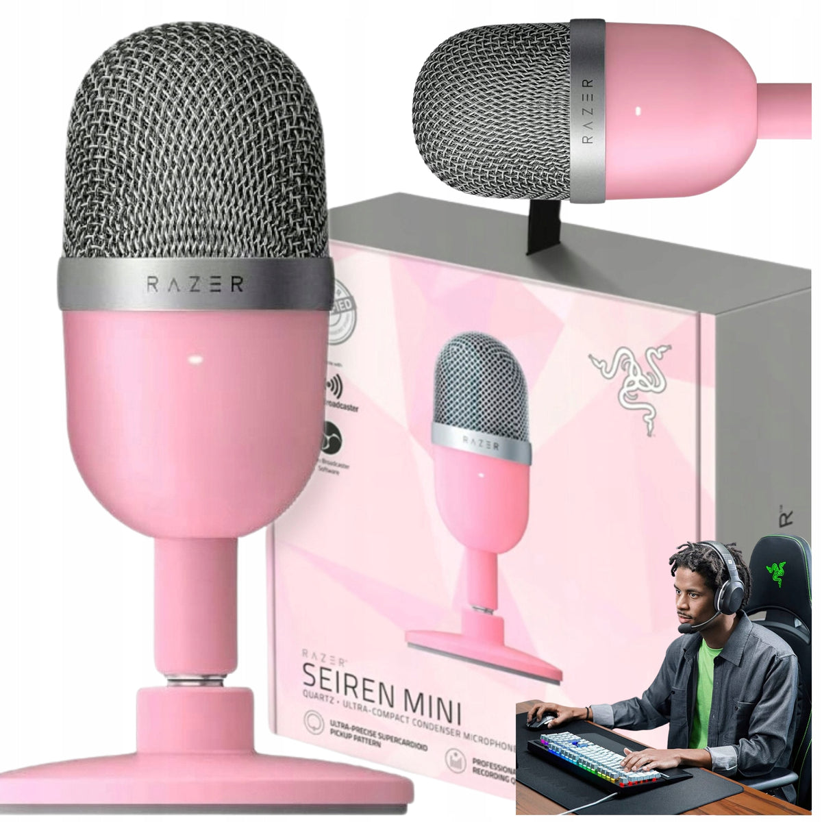 Microphone Razer Seiren Mini Compact Pink Hit