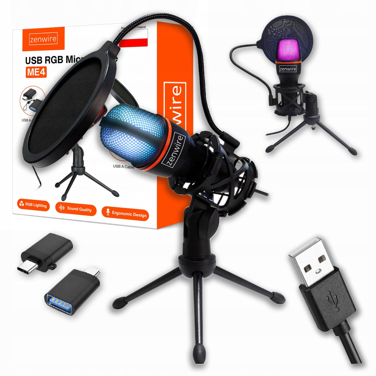 Microphone for Laptop Computer Capacitive Studio Gaming TRIPOD USB-C