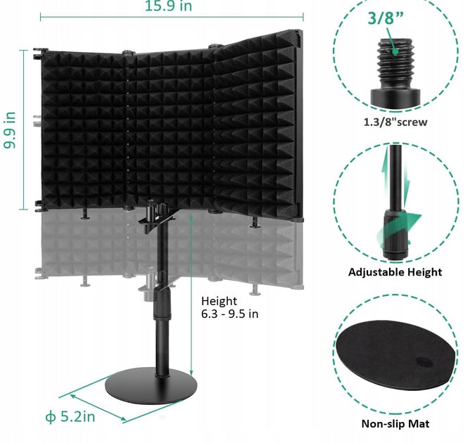 Microphone isolation with microphone stand and pop filter