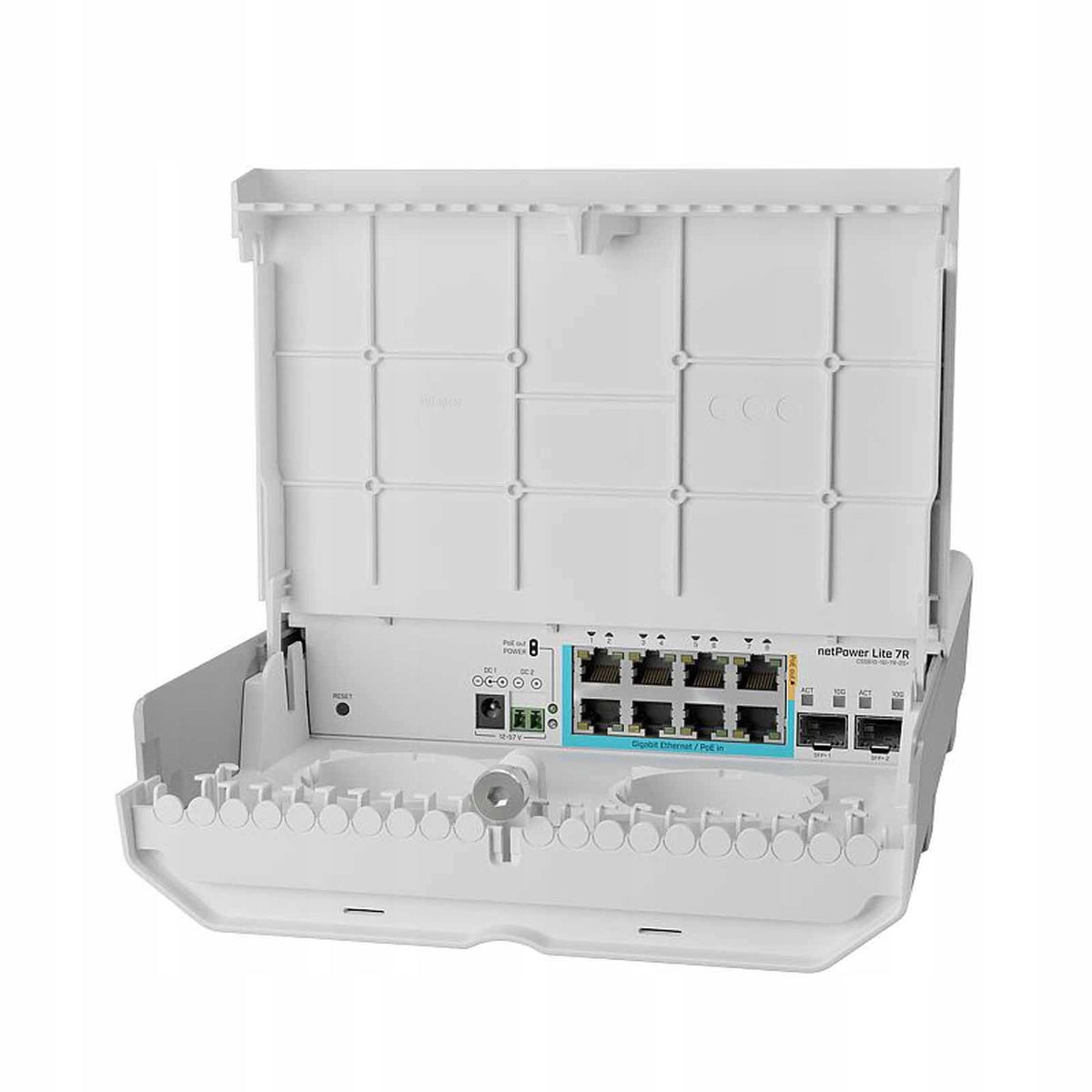MikroTik CSS610-1Gi-7R-2S+OUT outdoor switch, netPower Lite 7R, PoE, SFP