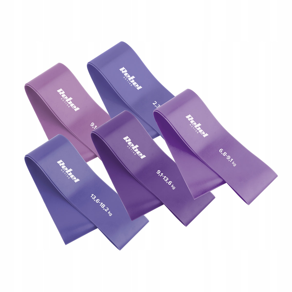 Mini Band L Latex Exercise Rubber Set, 2. 3- 18. 2 kg, 5 Rubbers, Brand Rebel