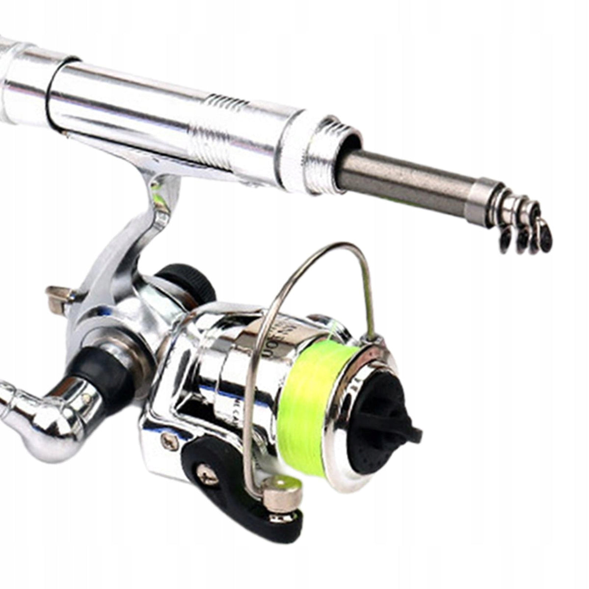 Mini Fishing Rod and Reel Lightweight Aluminum Alloy Shell Compact for Blue Packaging status original