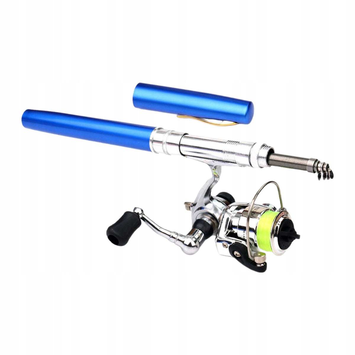 Mini Fishing Rod and Reel Lightweight Aluminum Alloy Shell Compact for Blue