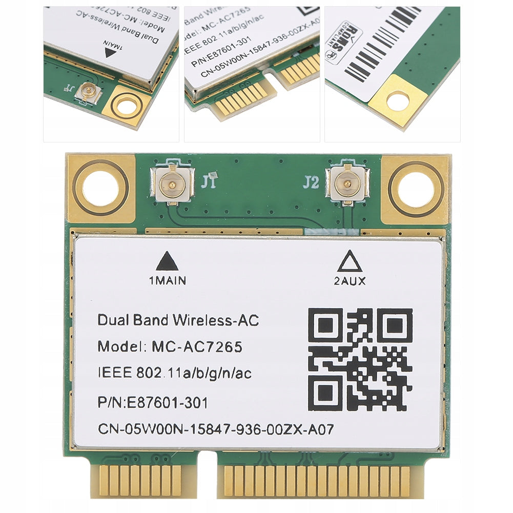 Mini PCIe Gigabit Dual Band BT4.2 MC-AC7265 WiFi Network Card Packaging status original