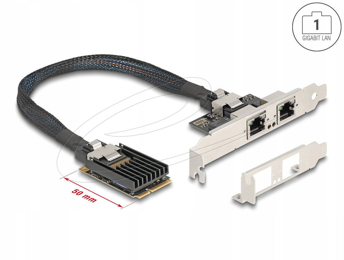 Mini PCIe full size 2x RJ45 Gigabit LAN Delock 95280 card
