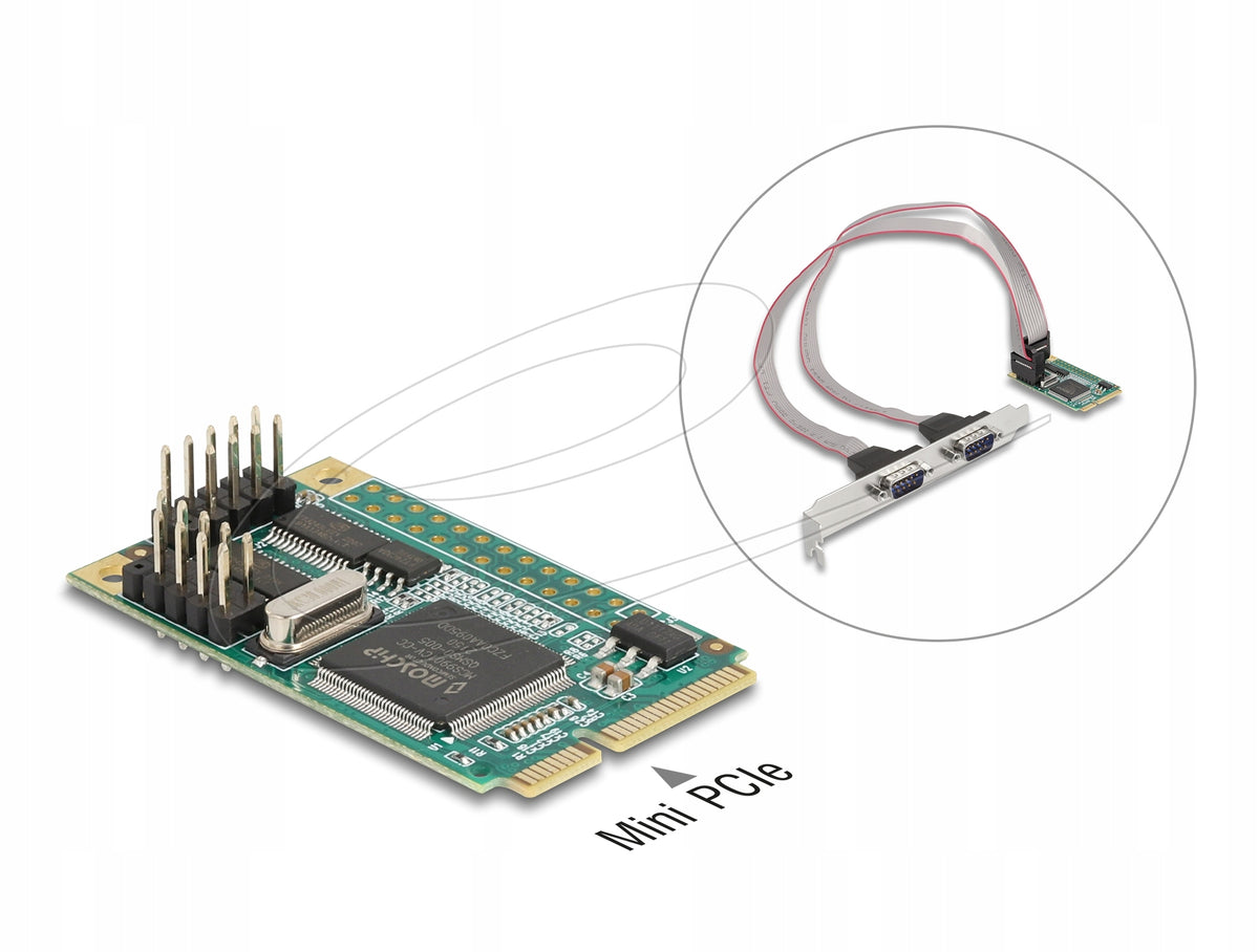 Mini PCIe full size card 2x RS-232 D-Sub 9-pin Delock 95273