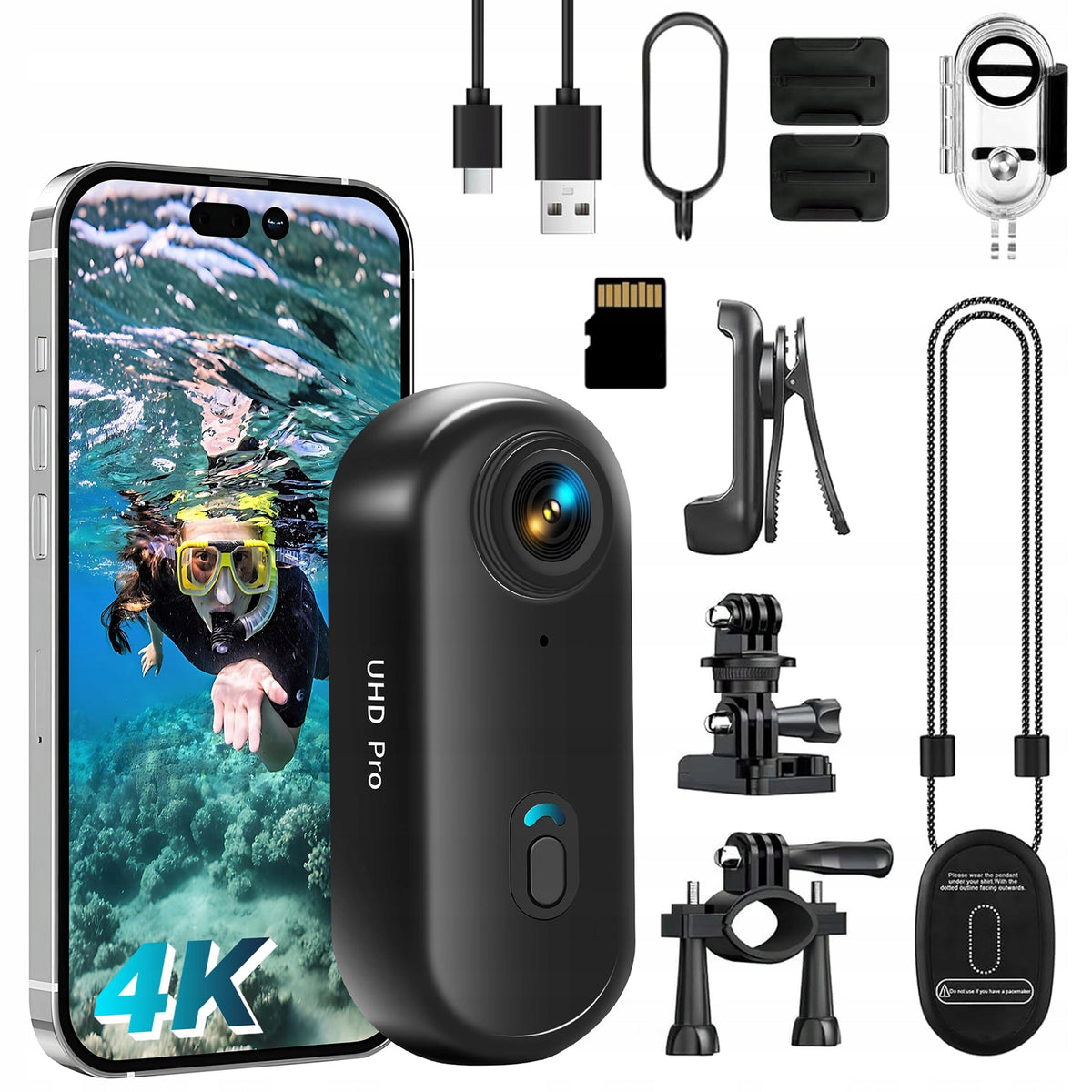 Mini Sports Camera with WiFi Full HD 4K Portable Waterproof Camera Kit