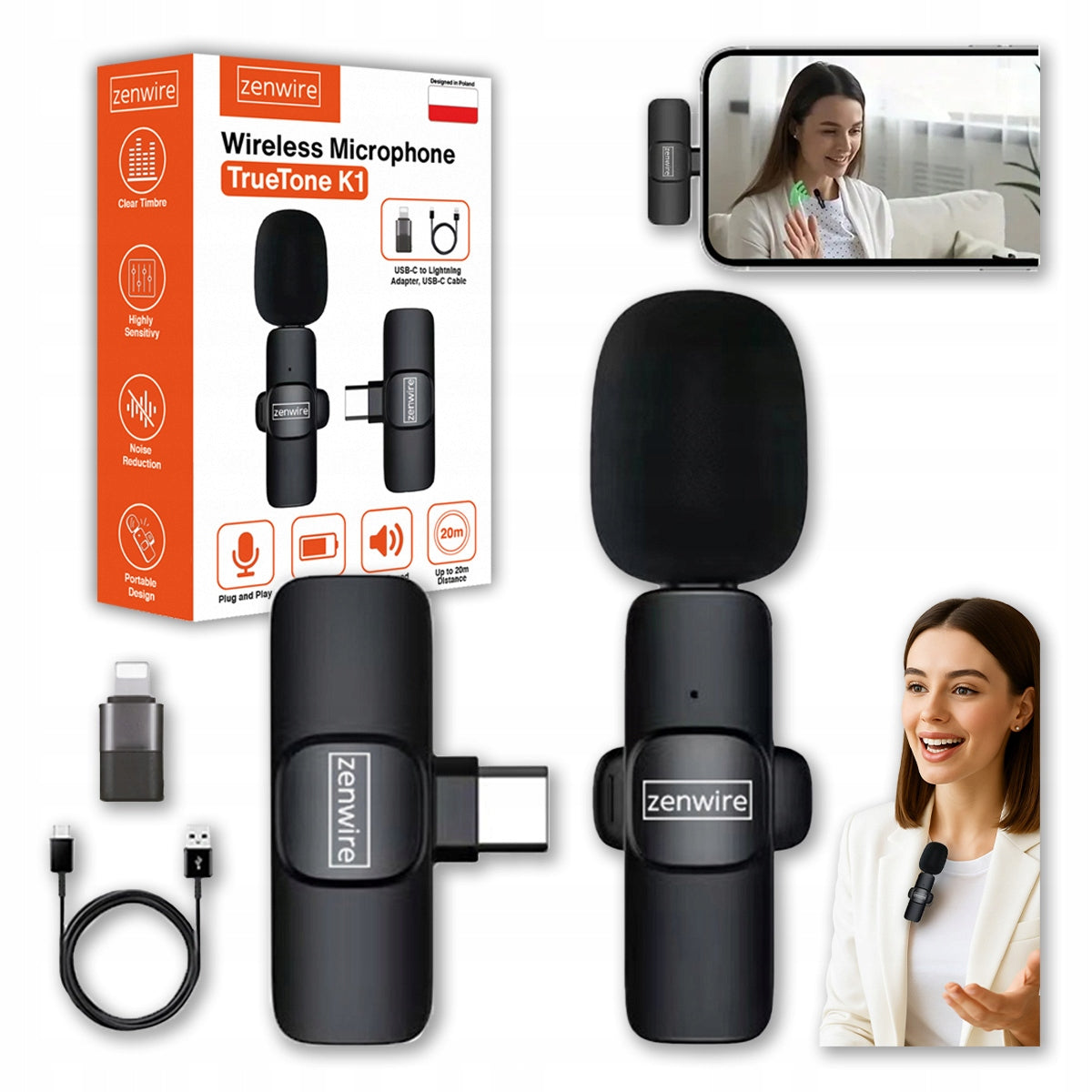 Mini Tie Microphone Wireless Capacitive Phone Computer USB-C