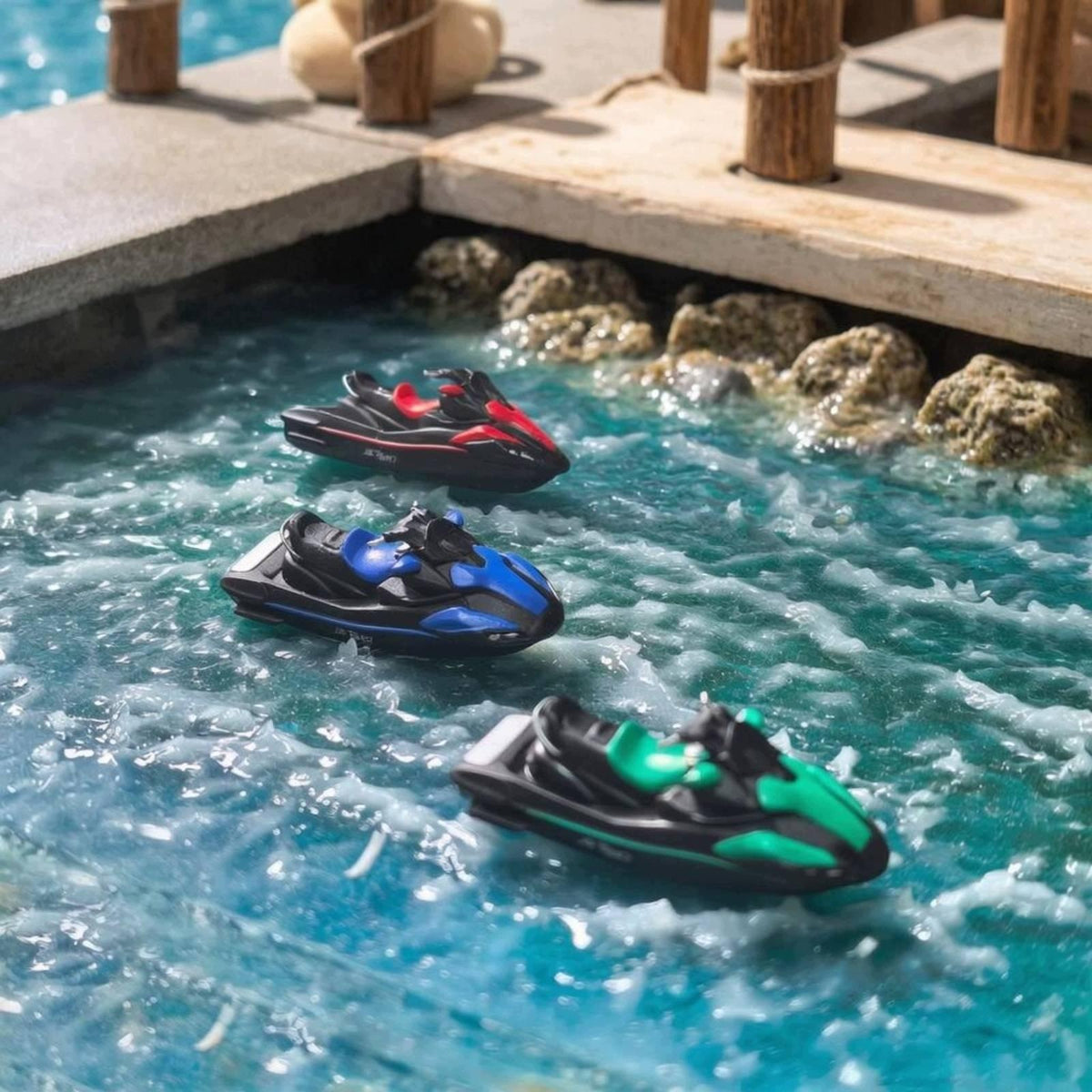 Motorcycle Boat Model Aerodynamic Resin Motorcycle Model Blue Motorboat Packaging status original