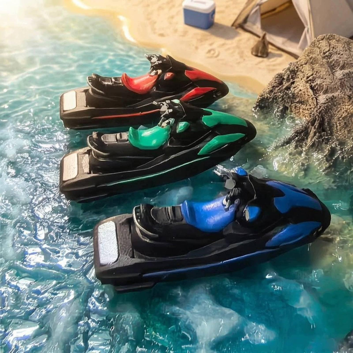 Motorcycle Boat Model Aerodynamic Resin Motorcycle Model Red Motorboat Packaging status original