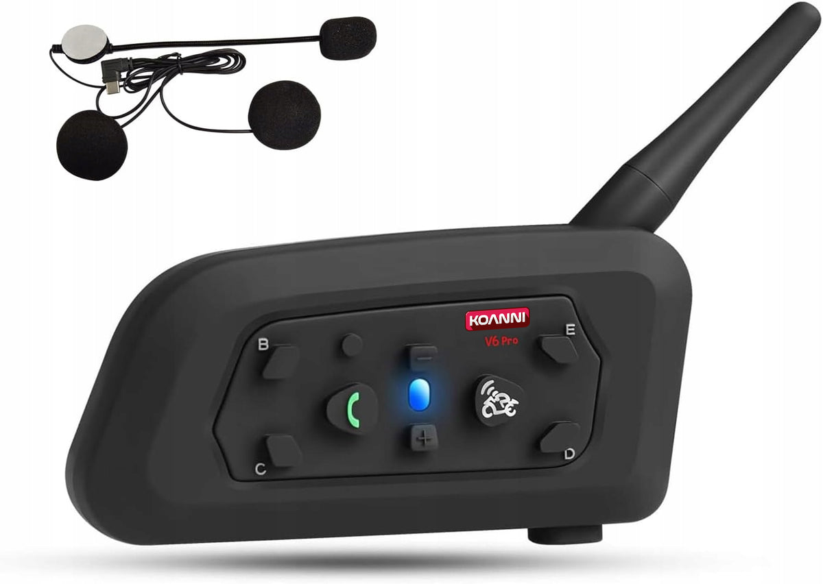 Motorcycle Intercom Koanni V6 Pro USB-C Bluetooth 1200m EUC App