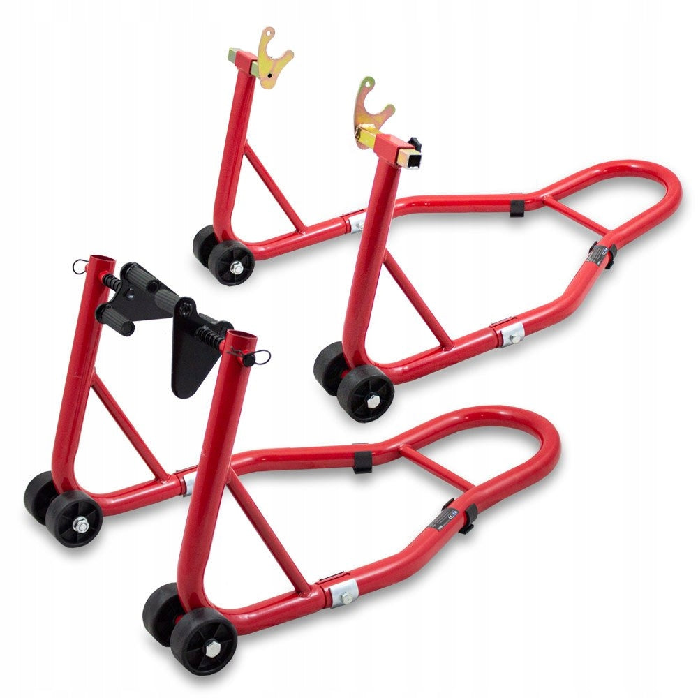 Motorcycle Stands Front And Rear Red Steel 250kg Adjustable Packaging status original