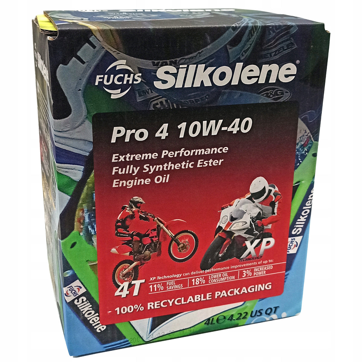 Motorcycle engine oil Fuchs Silkolene Pro 4T XP 10W-40 4L Packaging status original