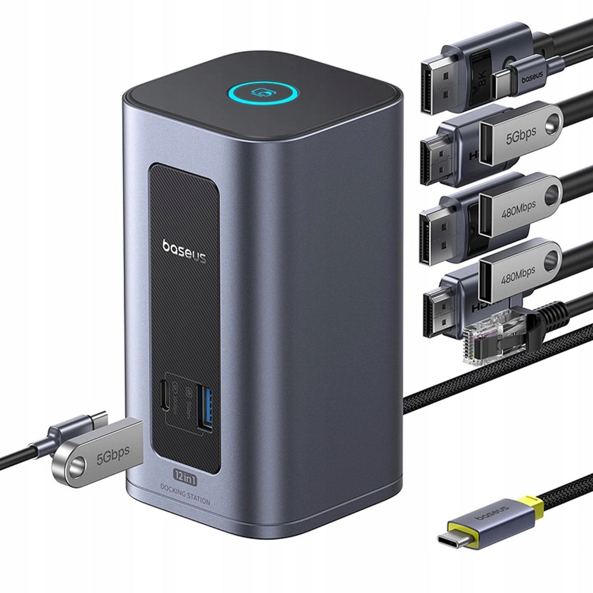 Multiport HUB 12in1 USB-C 2x HDMI 2x DP DUAL DISPLAY RJ 45 100W Packaging status original