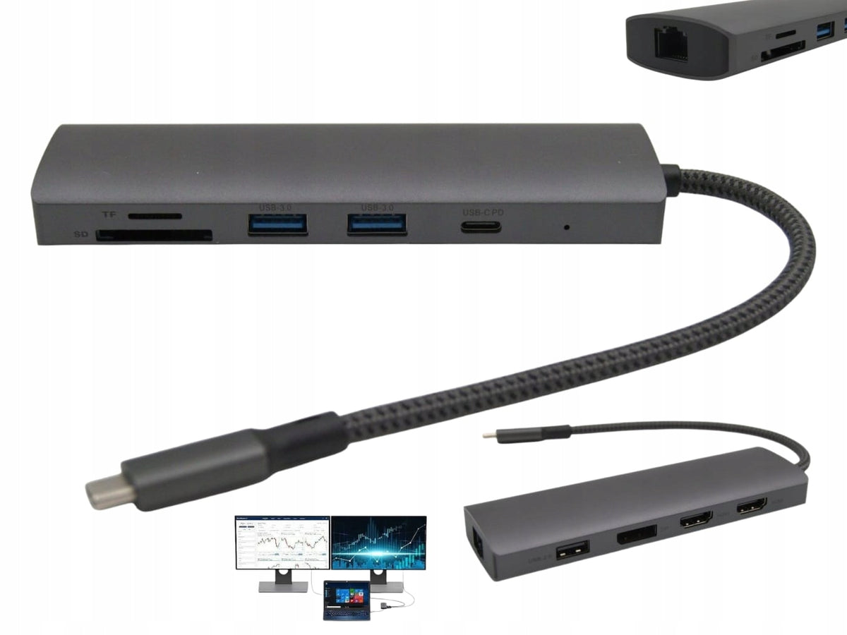 Multiport USB-C with PD Charging SD MicroSD Reader for HIRO HUB Laptops