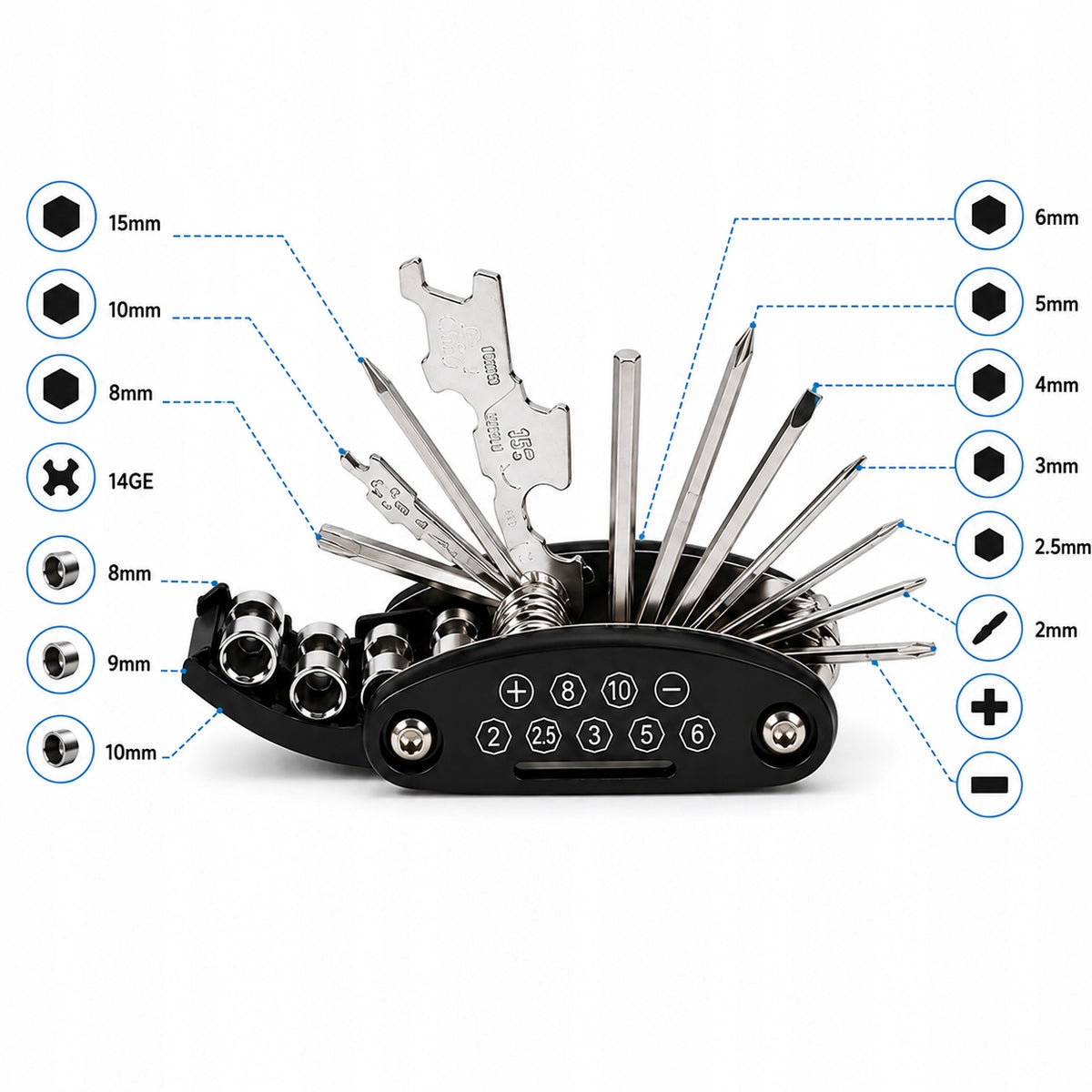 Multitool Bicycle 16in1 Wrench Set Allen Caps Bicycle Repair Packaging status original