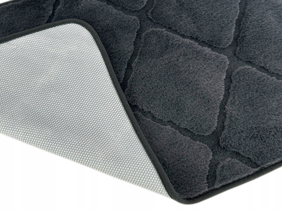 Muna Dark Grey Bathroom Rugs Anti-slip Rugs Set of 3 Packaging status original