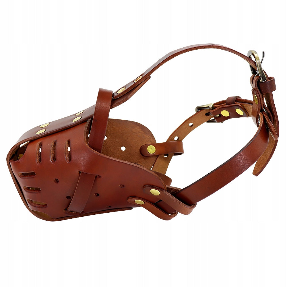 Muzzle for Dog Natural Leather Training Protection Brand Pet Artist