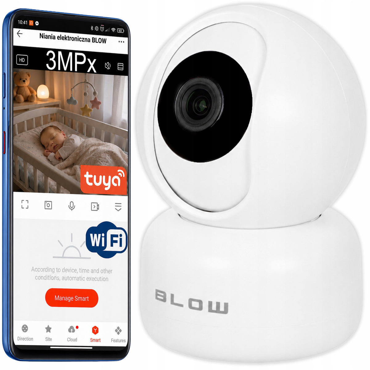 NANNY ELECTRONIC INDOOR CAMERA TUYA WIFI SMART ROTATING PTZ 3MPx