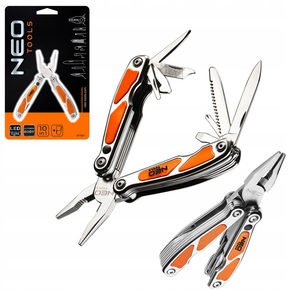 NEO MULTITOOL POCKET KNIFE FOLDING KNIFE TOURIST LED FLASHLIGHT 10 FUNCTIONS MINI