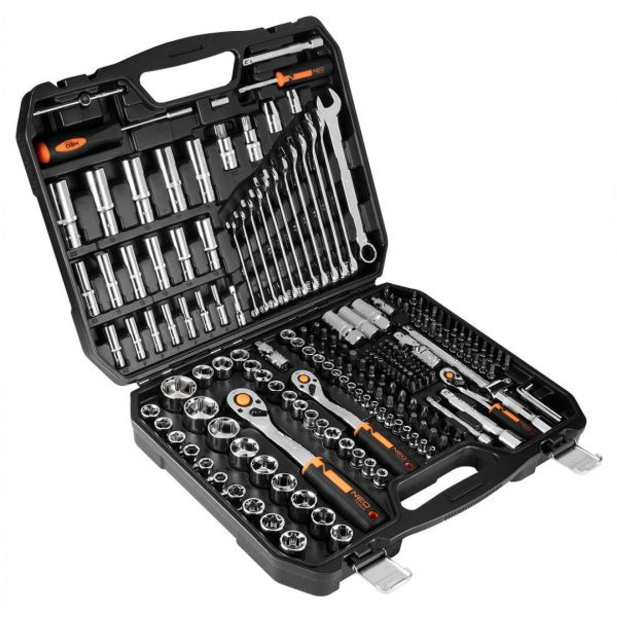 NEO socket wrench set 1/2" 3/8" 1/4" 219ele CRV flat