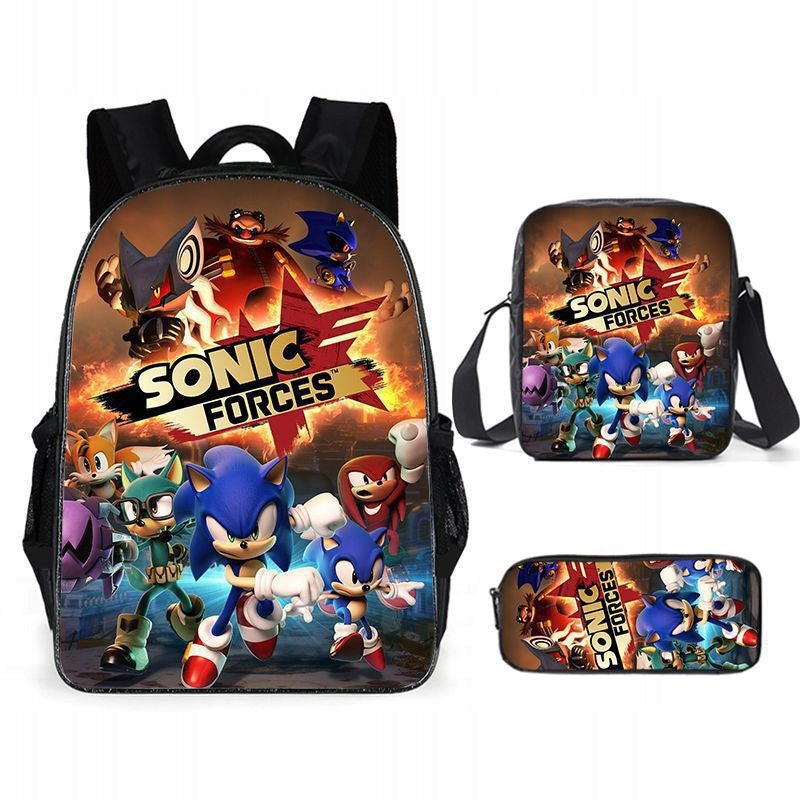 NEW Sonic SCHOOL SET BACKPACK A4 PENCIL CASE BAG
