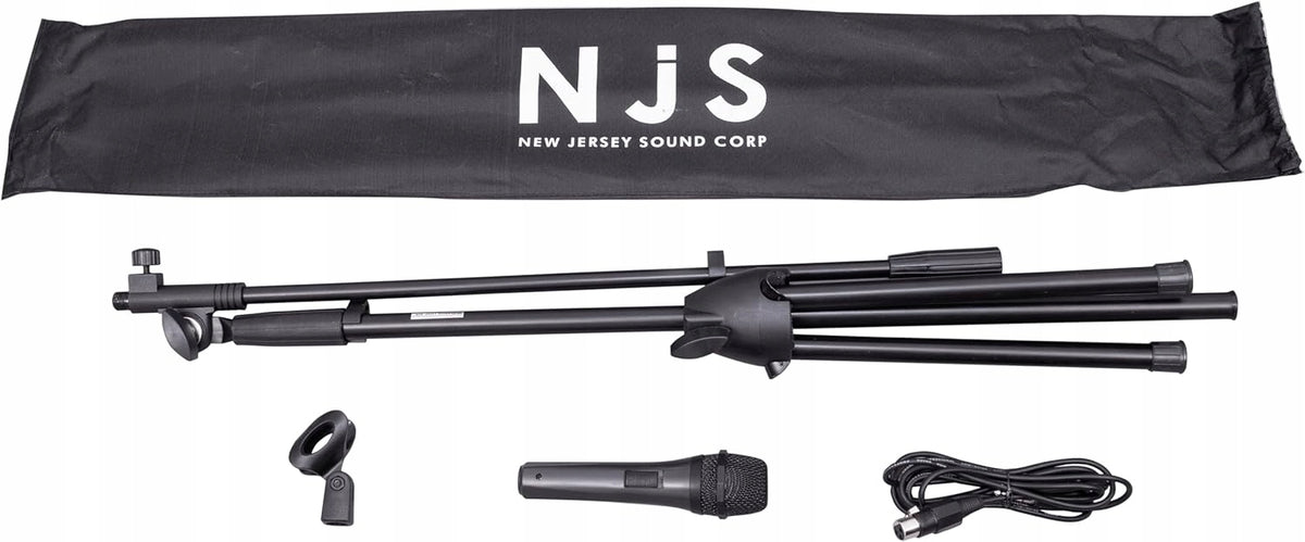 NJS Complete Microphone & Adjustable Stand Kit with Carry Bag 1.7m Packaging status original
