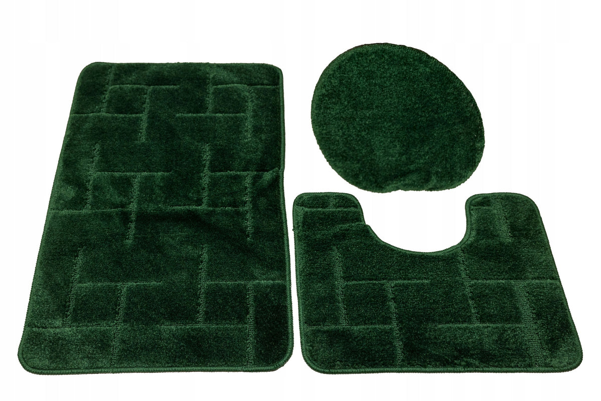 NON-SLIP BATHROOM RUG WITH OVERLAY GREEN TERAMO 3-cz SET
