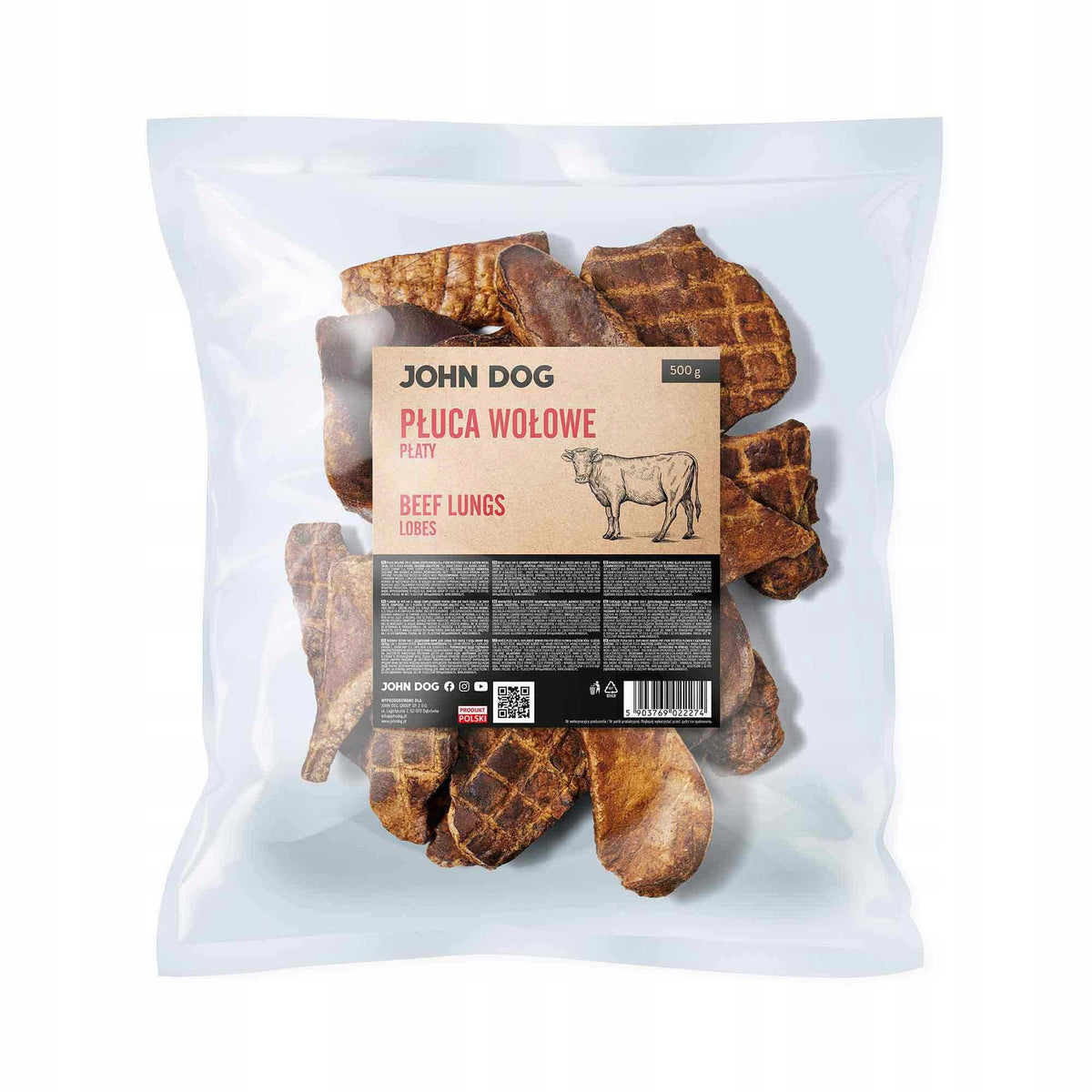 Natural Dried Dog Teether Lungs Beef Flakes 500 g