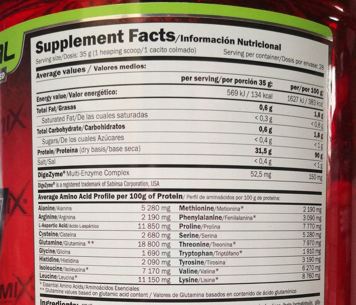 Natural Whey Isolate 90% AMIX ISOPRIME CFM 1kg WPI Protein Conditioner Packaging status original