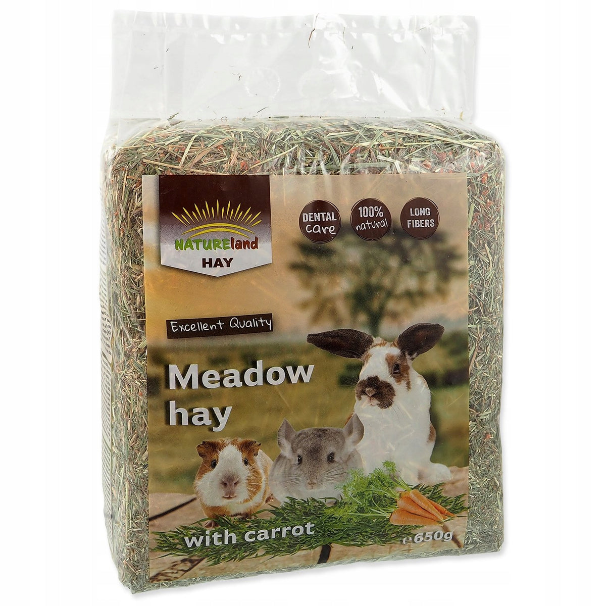 NatureLand Carrot Hay for Guinea Pig Rabbit Rodents 650g Packaging status original