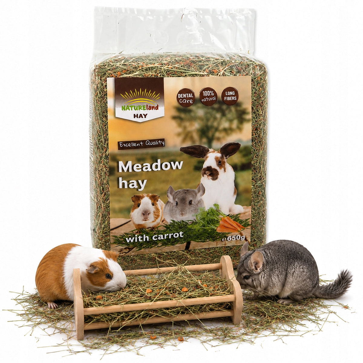 NatureLand Carrot Hay for Guinea Pig Rabbit Rodents 650g