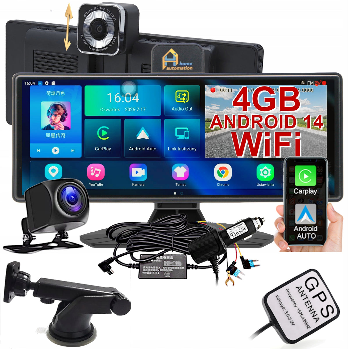 Navigation Wireless Monitor WiFi Station Recorder Radio Camera Tablet