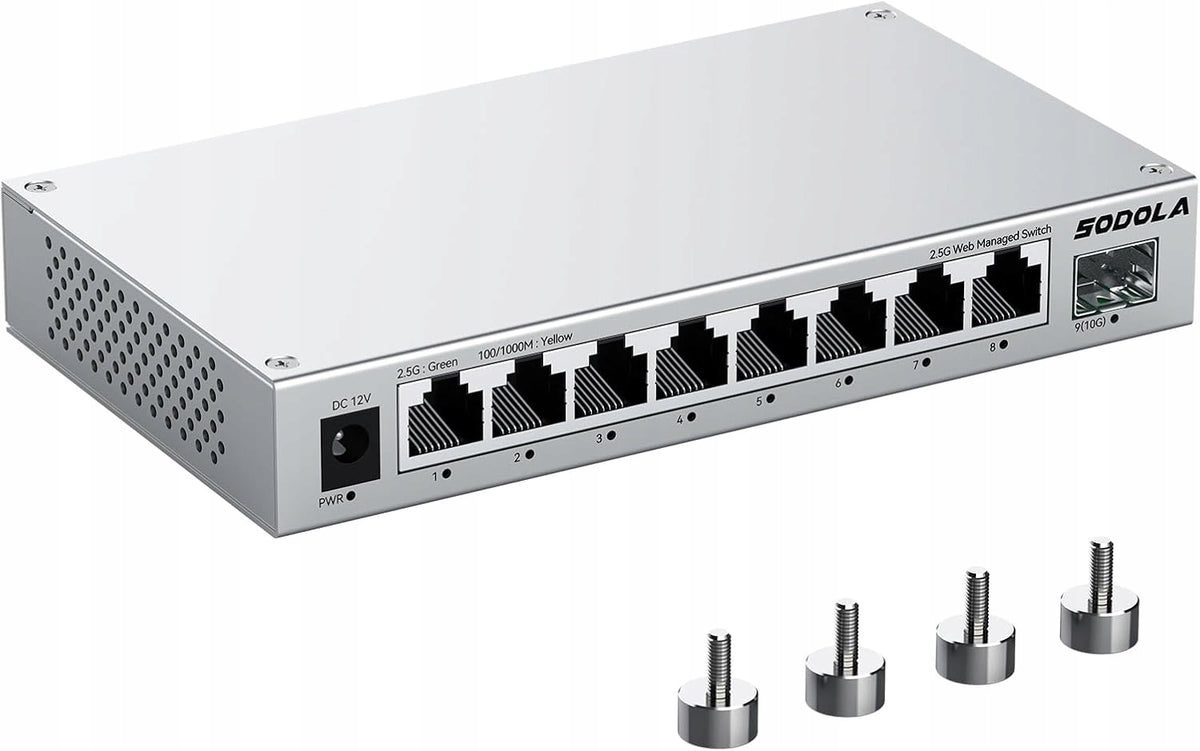 Network Switch Ethernet Switch 9-Port Metal Silver SODOLA SL