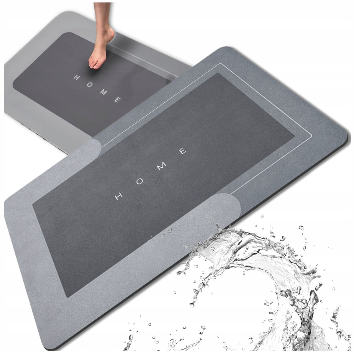 Non-SLIP Bathroom Rug 50x80 cm Grey Absorbent Bathroom Mat